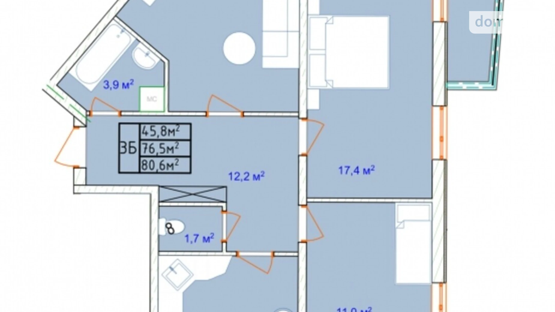 Продается 3-комнатная квартира 79.8 кв. м в Одессе, Фонтанская дор., 118А - фото 2