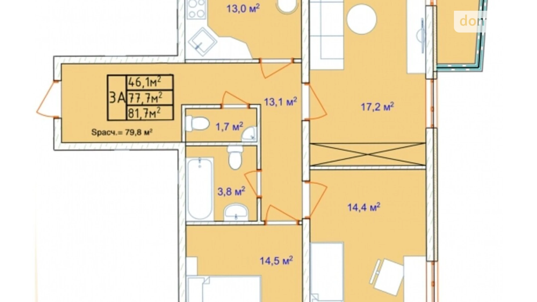 Продается 3-комнатная квартира 81.9 кв. м в Одессе, Фонтанская дор., 118А - фото 2