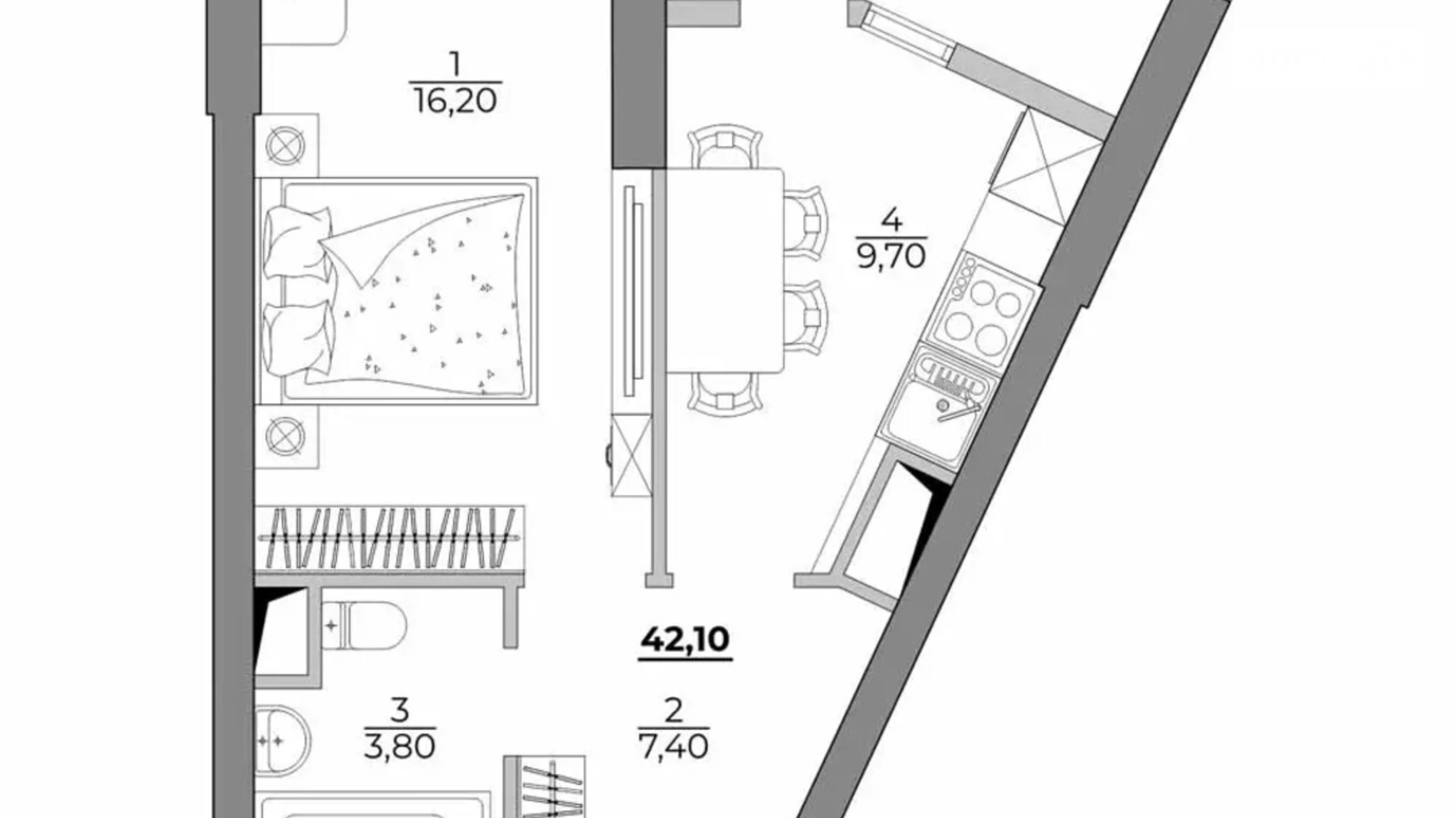 Продается 1-комнатная квартира 41.9 кв. м в Одессе, Фонтанская дор., 118А - фото 2