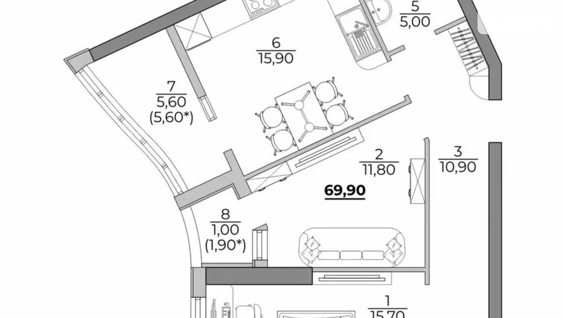 Продається 2-кімнатна квартира 68.85 кв. м у Одесі, Фонтанська дор., 118А - фото 2