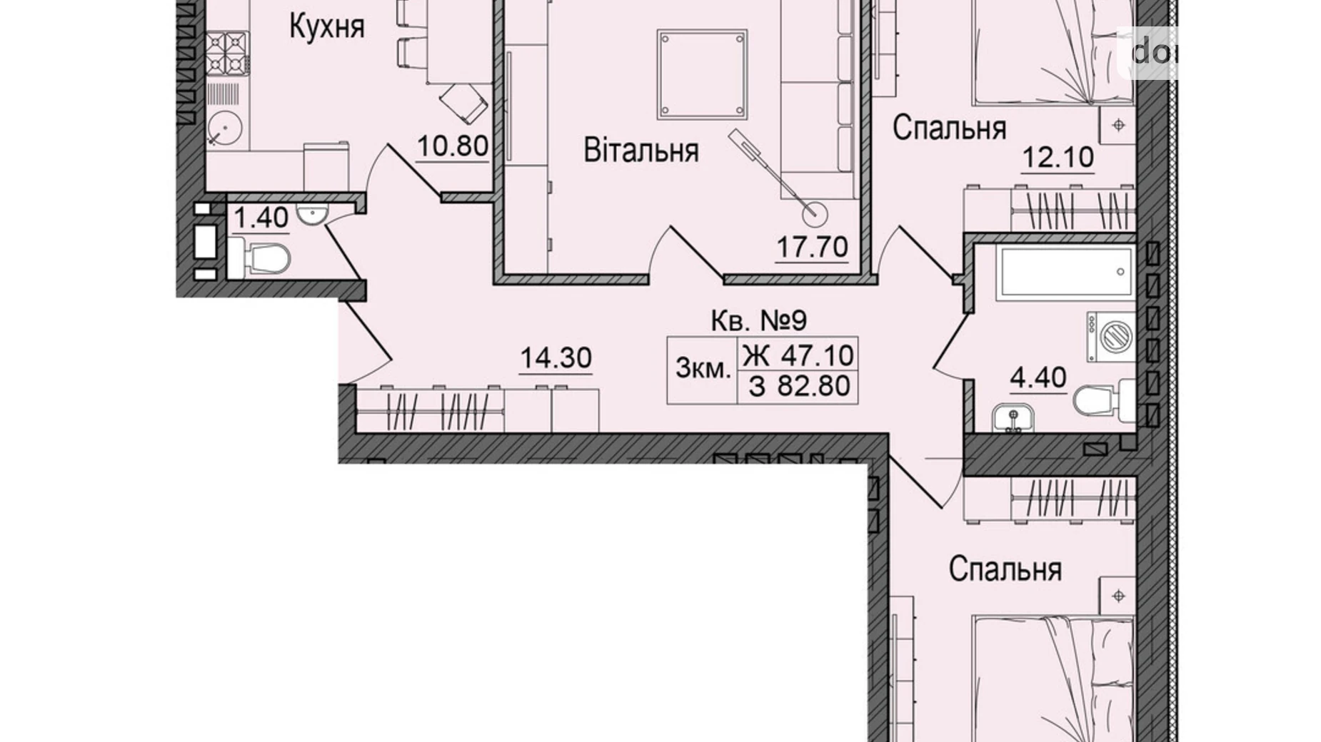 Продается 3-комнатная квартира 82.8 кв. м в Черновцах, цена: 91080 $ - фото 2