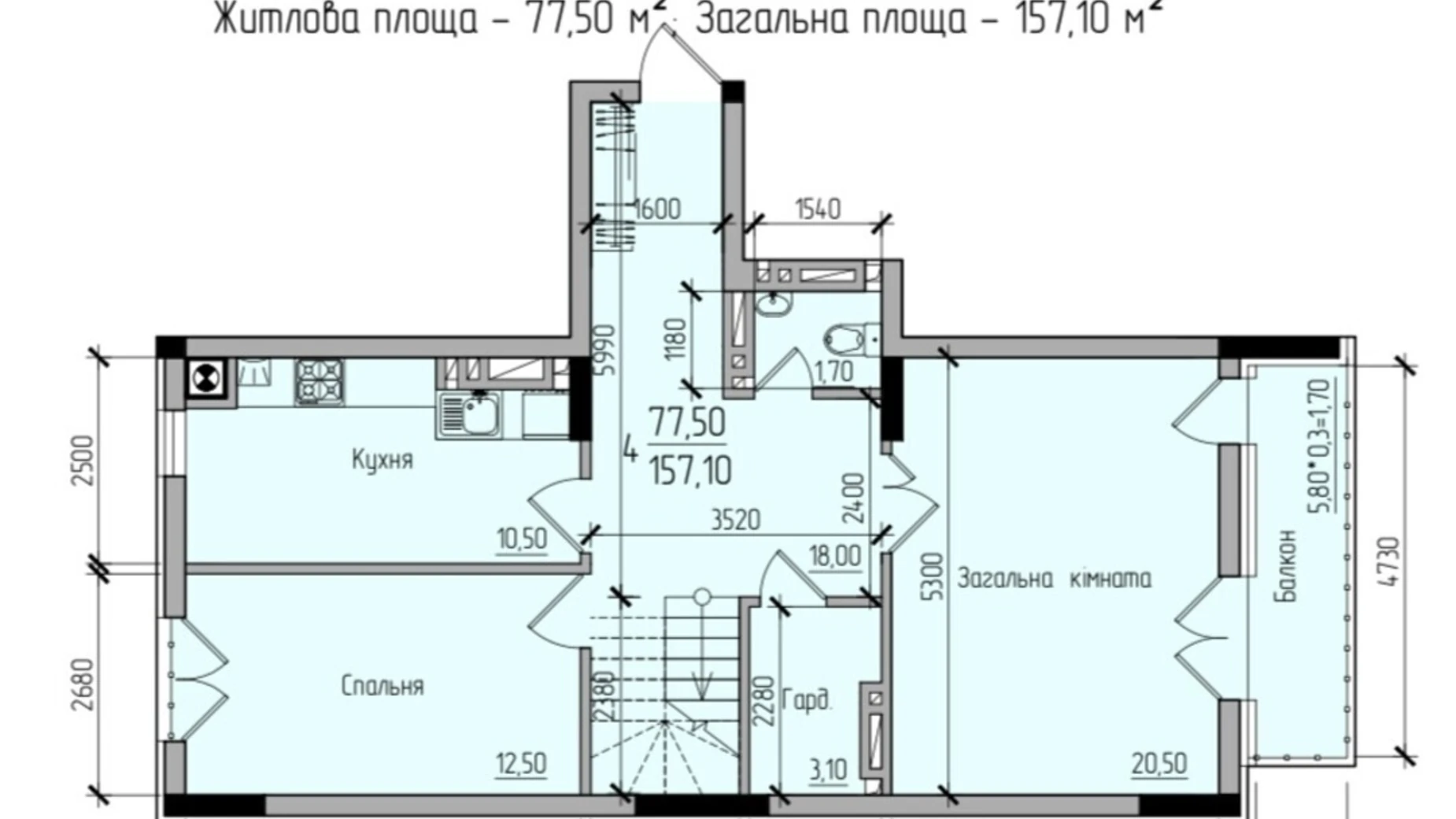 Продается 4-комнатная квартира 157.1 кв. м в, цена: 125680 $ - фото 2