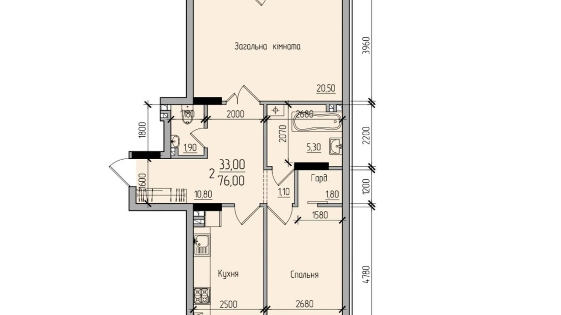 Продається 2-кімнатна квартира 76 кв. м у Чернівцях, вул. Руська, 229Б - фото 2