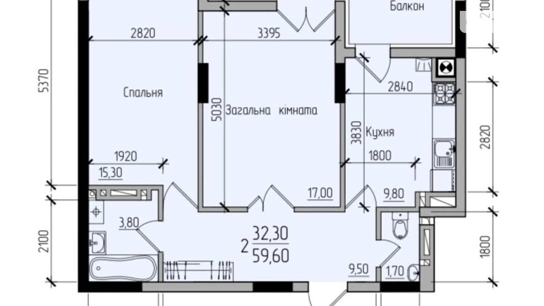 Продається 2-кімнатна квартира 59.6 кв. м у Чернівцях, вул. Руська, 229Б - фото 2
