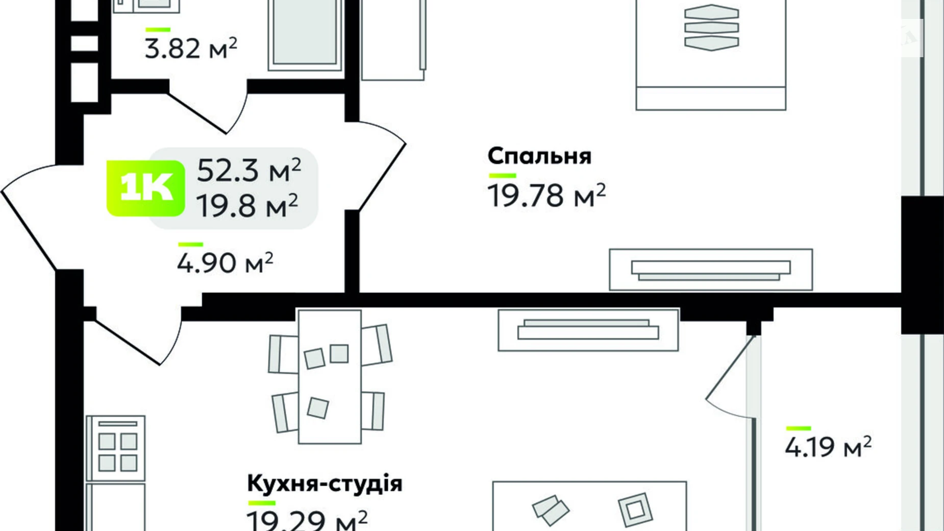 Продається 1-кімнатна квартира 52.3 кв. м у Львові, вул. Угорська, 12 - фото 2