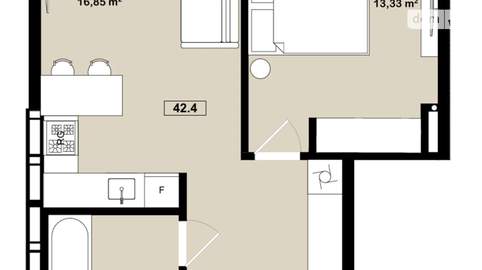 Продается 1-комнатная квартира 42.8 кв. м в Днепре, ул. Холодильная, 67 - фото 2