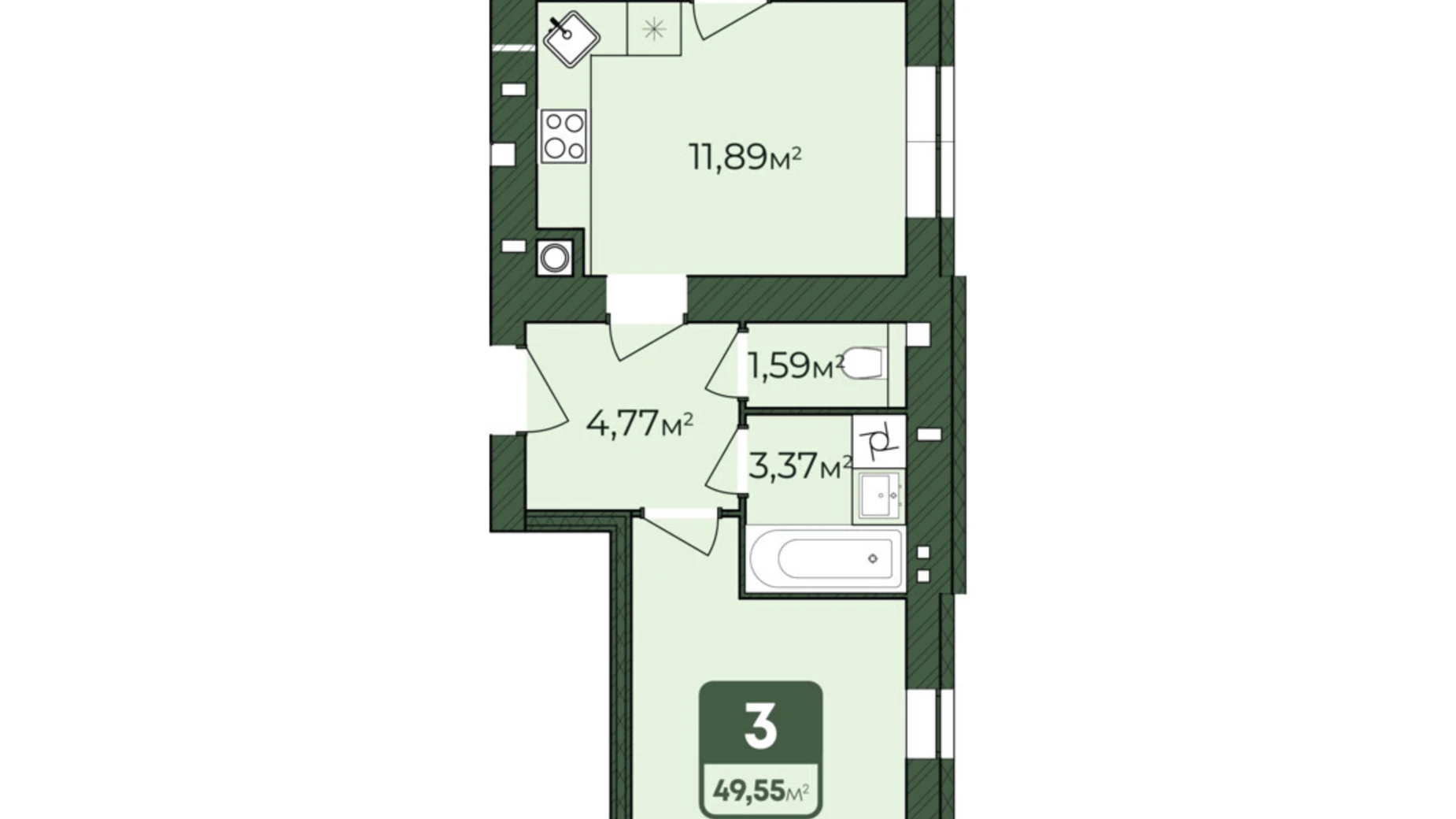 Продается 2-комнатная квартира 49.55 кв. м в Хмельницком, Львовское шоссе, 51/2 - фото 2