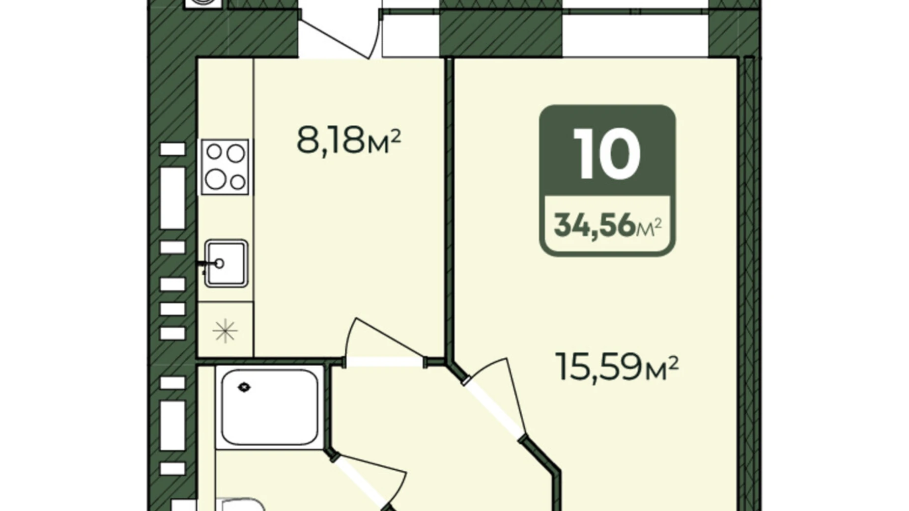 Продается 1-комнатная квартира 34.56 кв. м в Хмельницком, Львовское шоссе, 51/2 - фото 2
