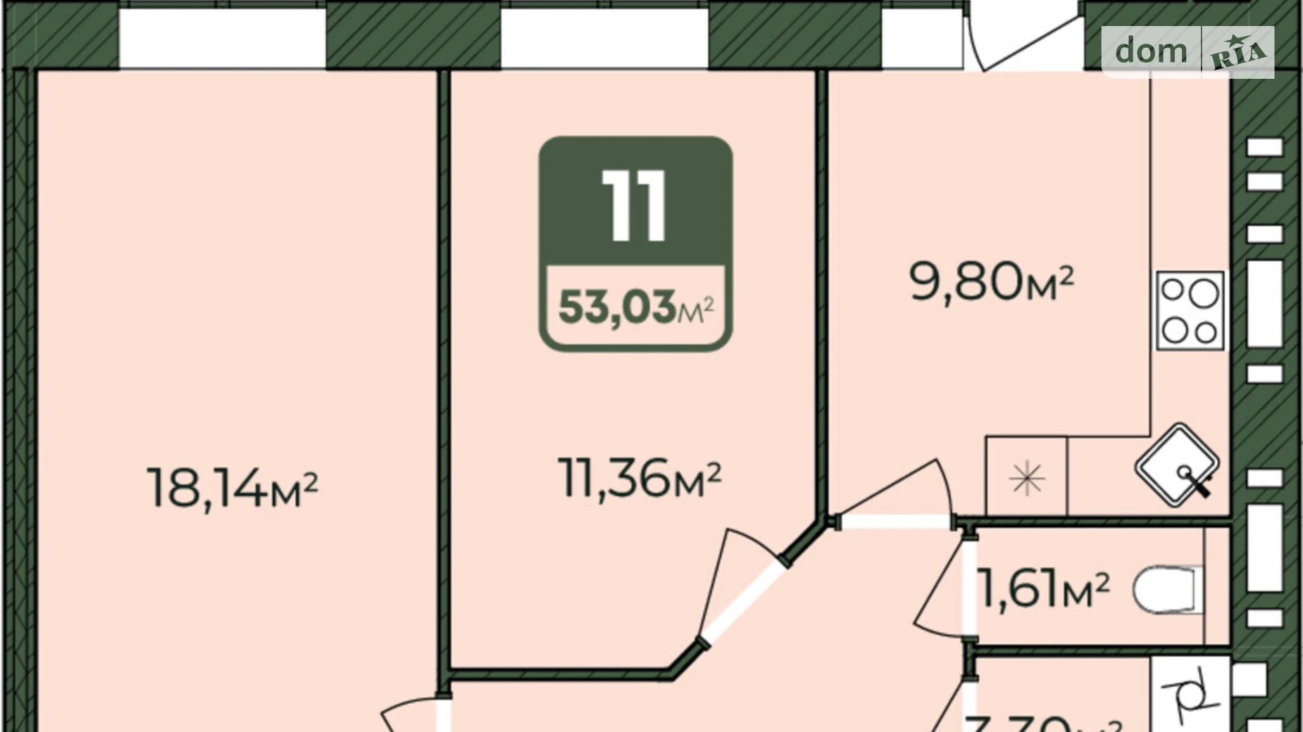 Продається 2-кімнатна квартира 53.03 кв. м у Хмельницькому, Львівське шосе, 51/2 - фото 2