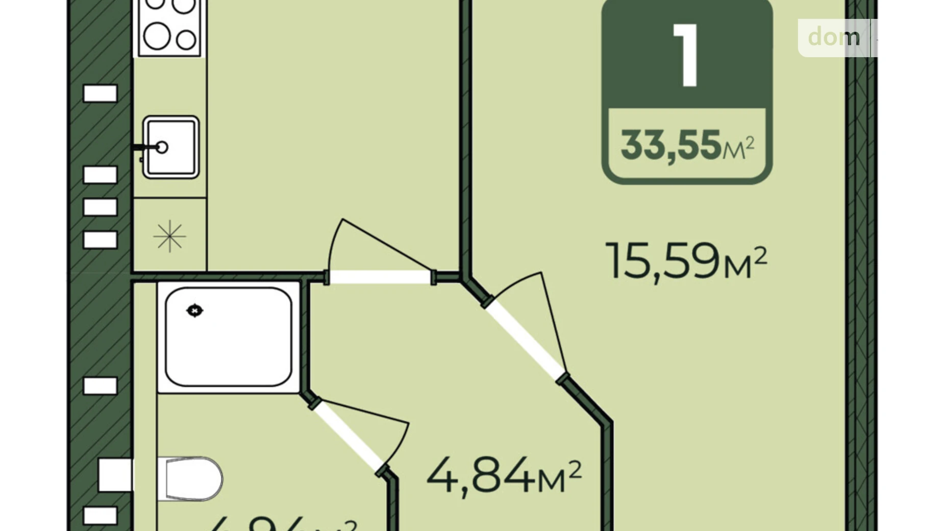 Продается 1-комнатная квартира 33.55 кв. м в Хмельницком, Львовское шоссе, 51/2 - фото 2