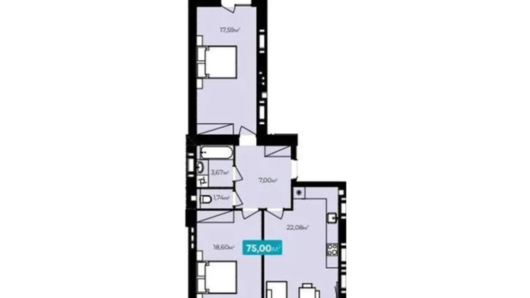 Продается 2-комнатная квартира 75 кв. м в Хмельницком, ул. Нижняя Береговая, 1Б - фото 2