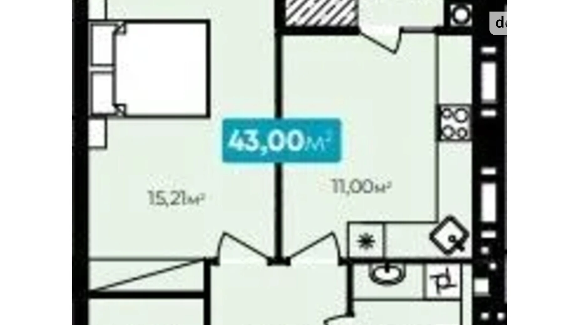 Продается 1-комнатная квартира 43 кв. м в Хмельницком, ул. Нижняя Береговая, 1Б - фото 2