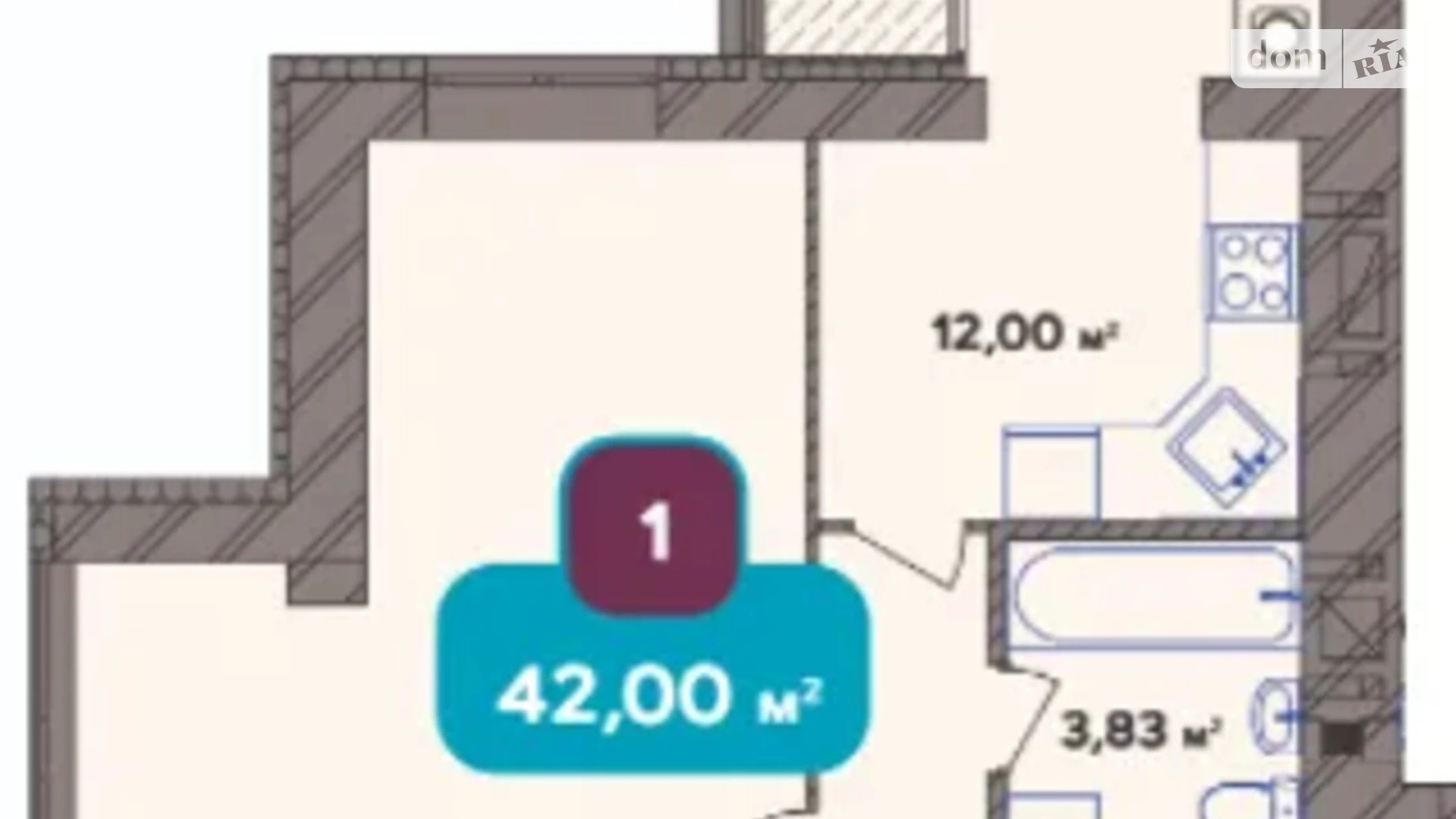Продается 1-комнатная квартира 42 кв. м в Хмельницком, цена: 34131 $ - фото 2