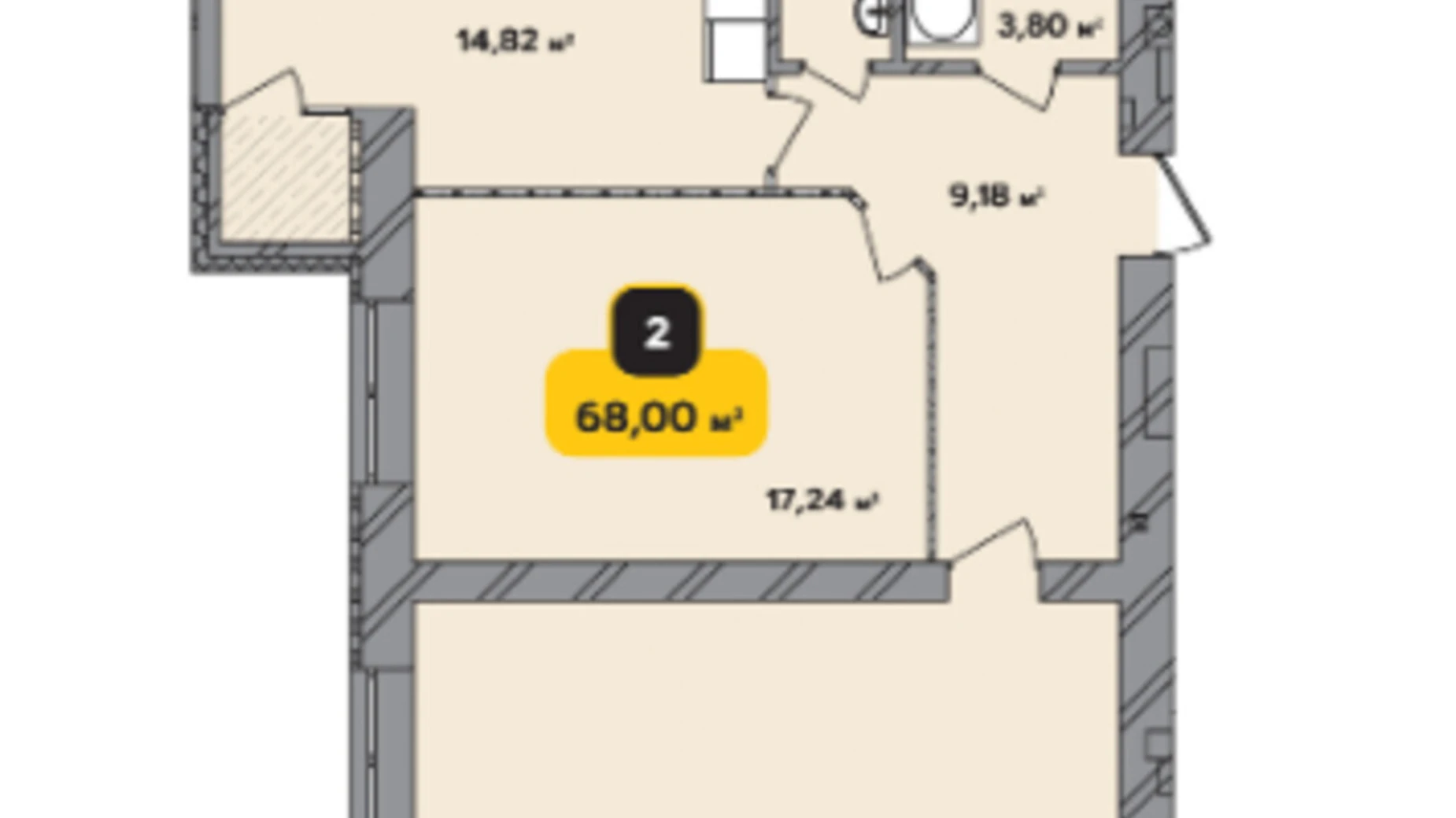 Продается 2-комнатная квартира 68 кв. м в Хмельницком, ул. Институтская, 6/1А - фото 2