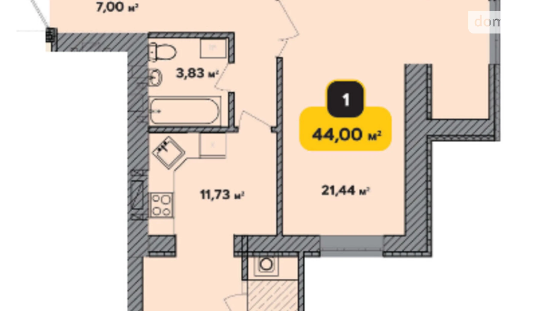 Продается 1-комнатная квартира 44 кв. м в Хмельницком, ул. Каменецкая, 100/2 - фото 2
