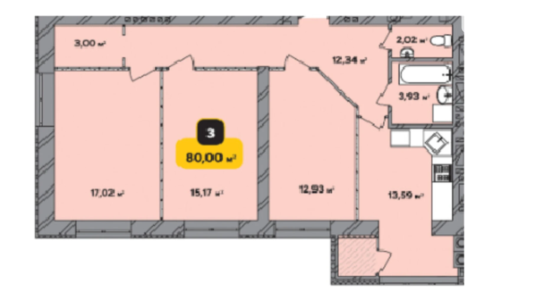 Продается 3-комнатная квартира 80 кв. м в Хмельницком, ул. Институтская, 6/1А - фото 2
