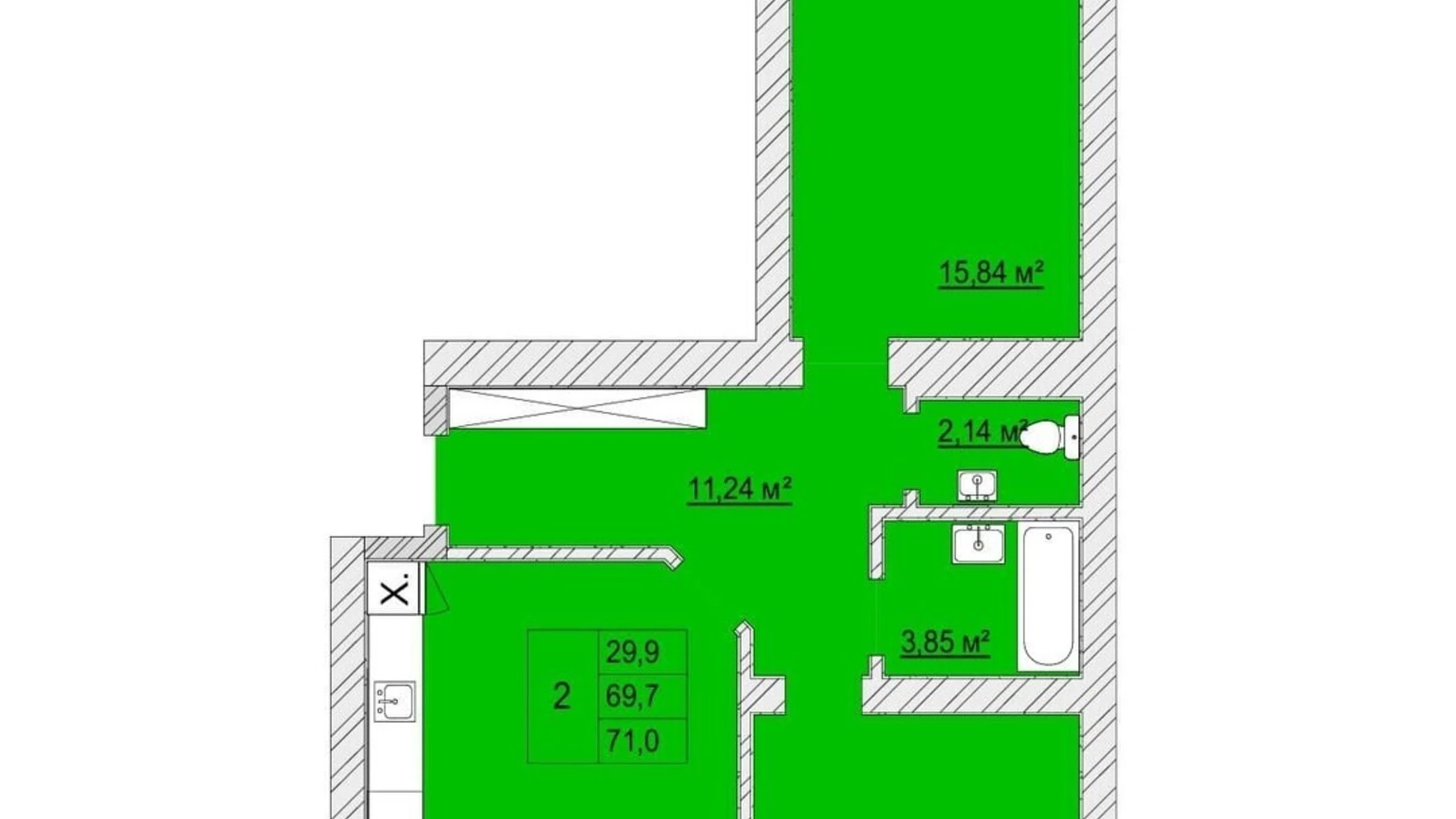 2-комнатная квартира 71 кв. м в Луцке, цена: 72449 $ - фото 2