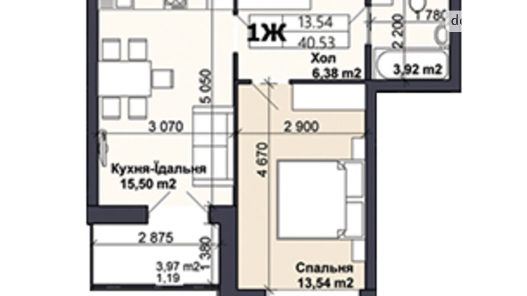 Продается 1-комнатная квартира 40.53 кв. м в Немишаево, ул. Ярослава Мудрого(Чкалова), 60 - фото 2