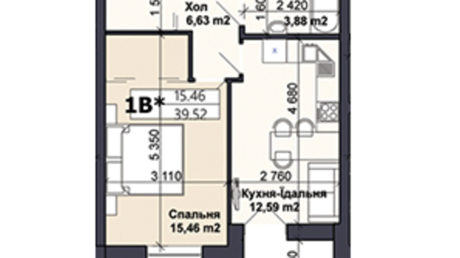 Продается 1-комнатная квартира 39.52 кв. м в Немишаево, ул. Ярослава Мудрого(Чкалова), 58 - фото 2