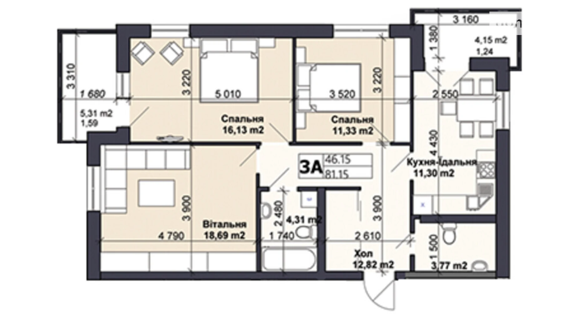 Продается 3-комнатная квартира 81.15 кв. м в Немишаево, ул. Ярослава Мудрого(Чкалова), 58 - фото 2