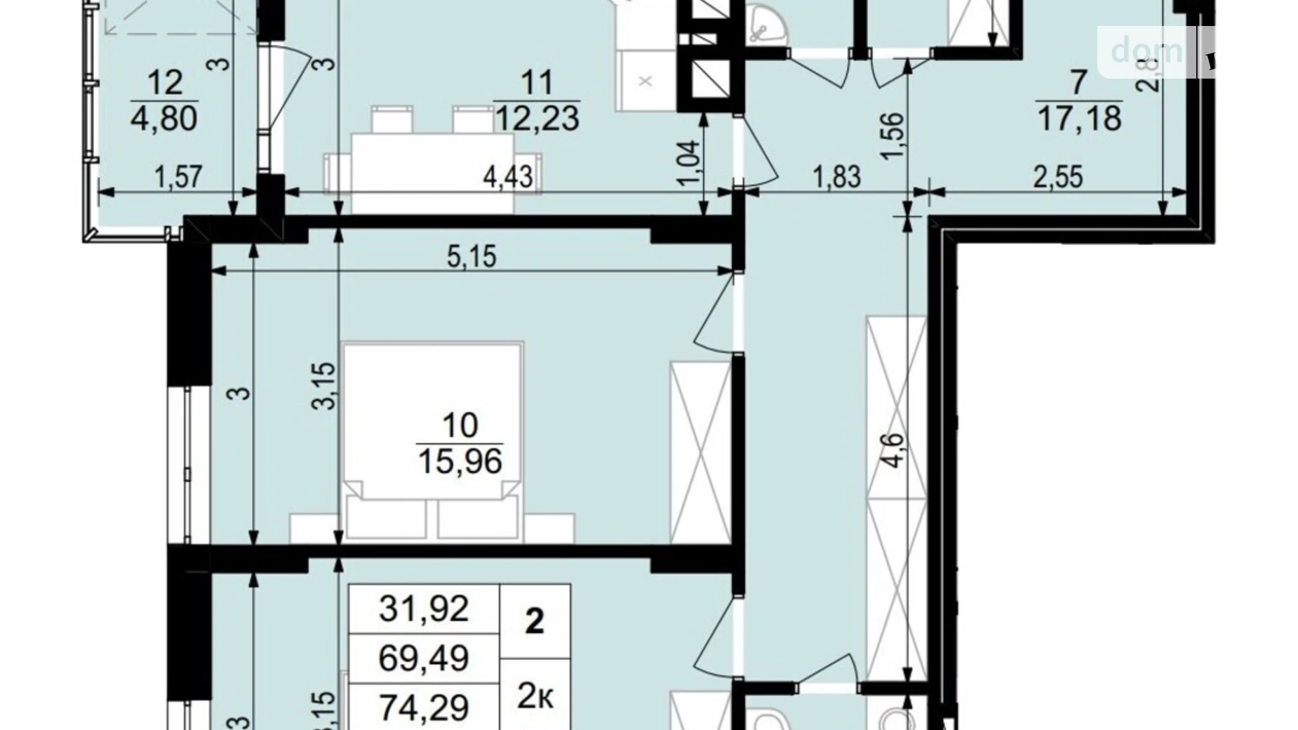 2-комнатная квартира 74.29 кв. м в Тернополе, цена: 89148 $ - фото 2