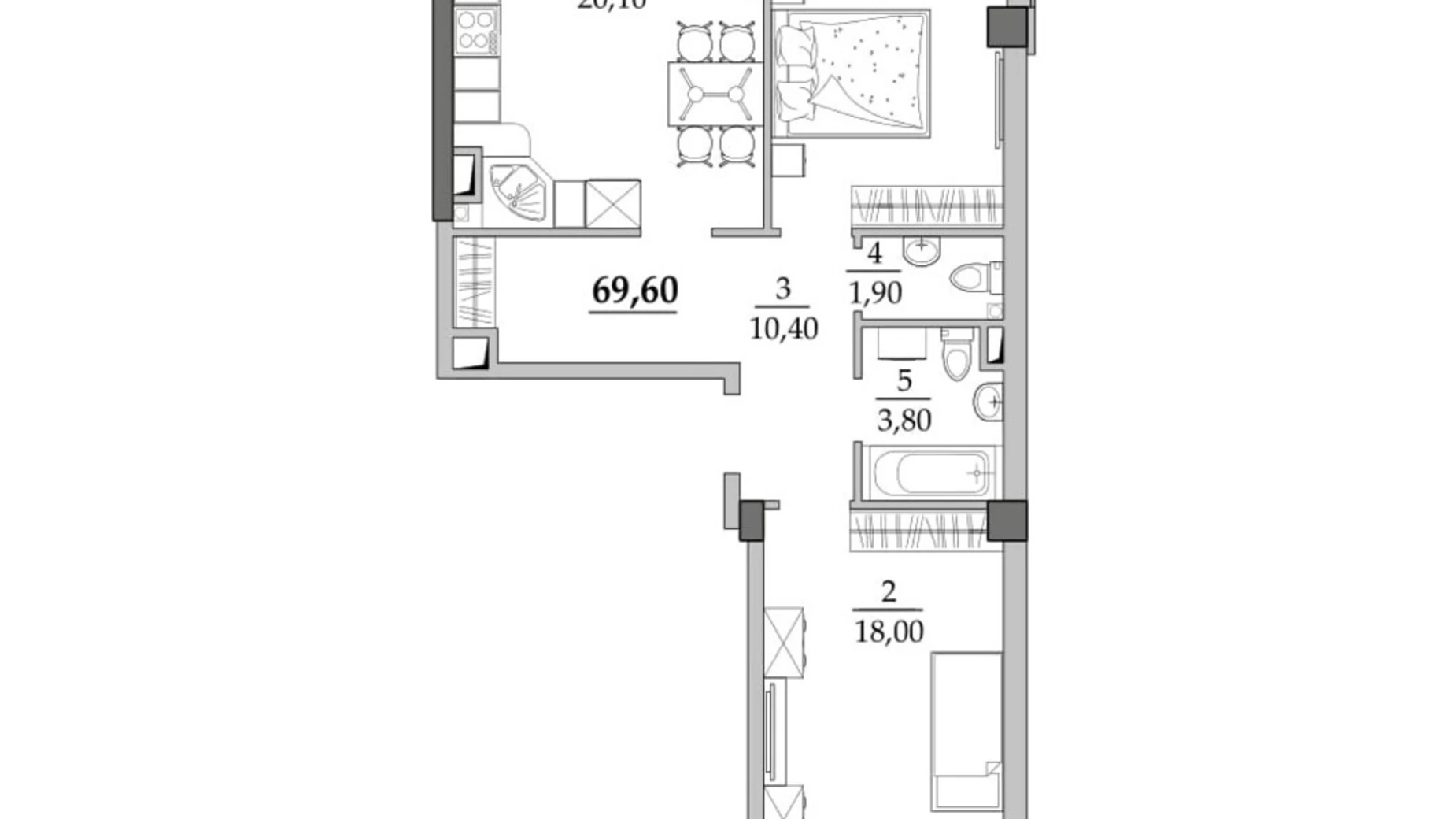 Продается 2-комнатная квартира 69.6 кв. м в Лиманке, ул. Академика Вильямса, 93/1 - фото 2