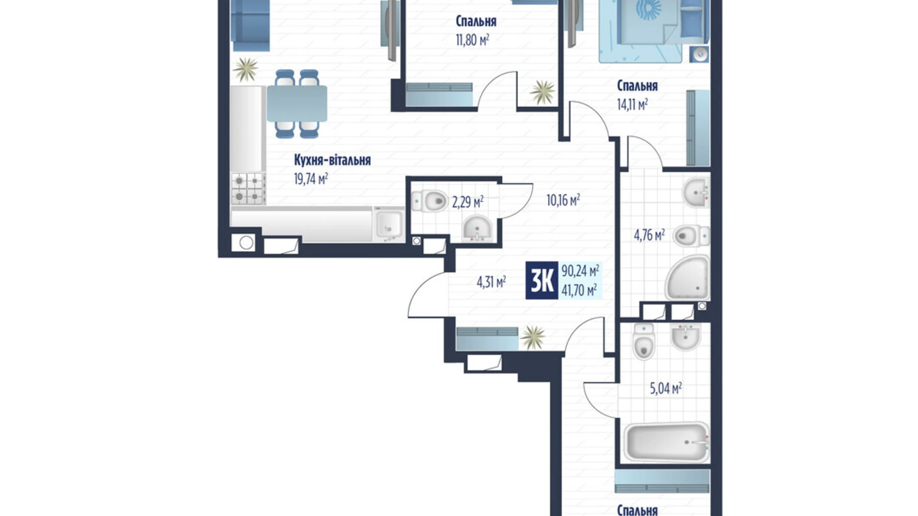 Продается 3-комнатная квартира 89.7 кв. м в Сокольниках, ул. боковая Стрыйская, 1 - фото 2