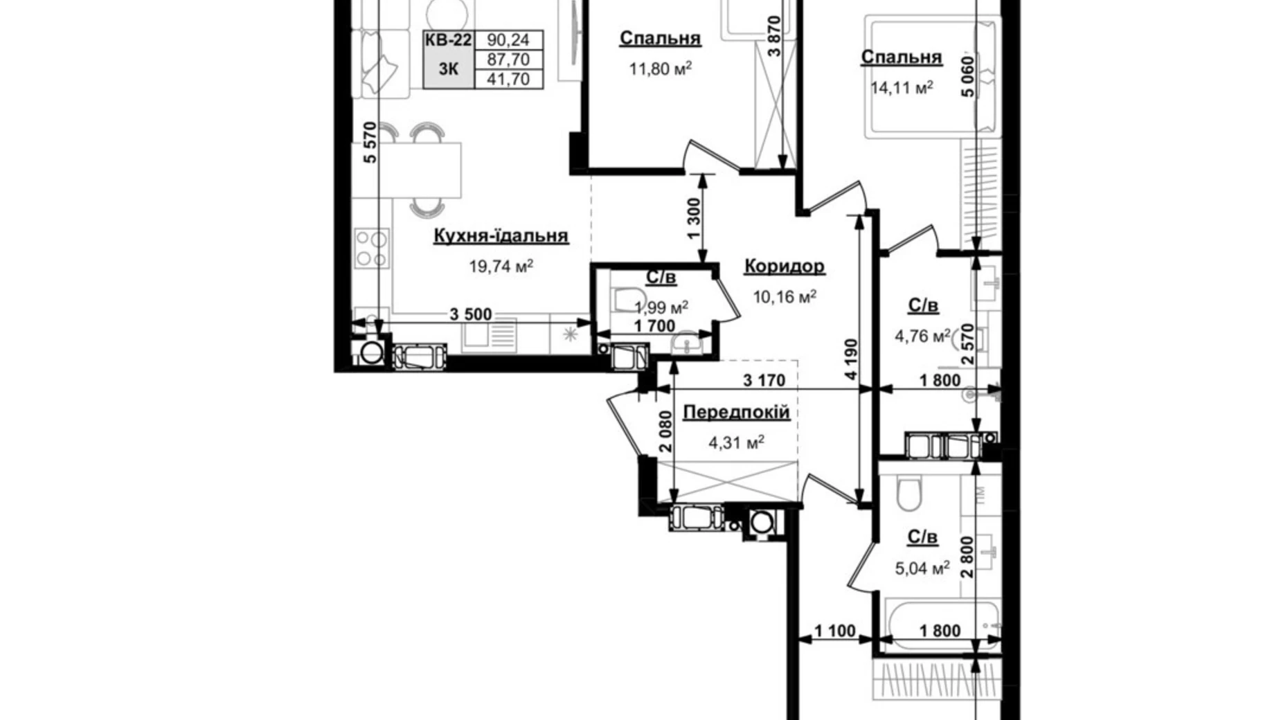 Продается 3-комнатная квартира 89.7 кв. м в Сокольниках, ул. боковая Стрыйская, 1 - фото 3