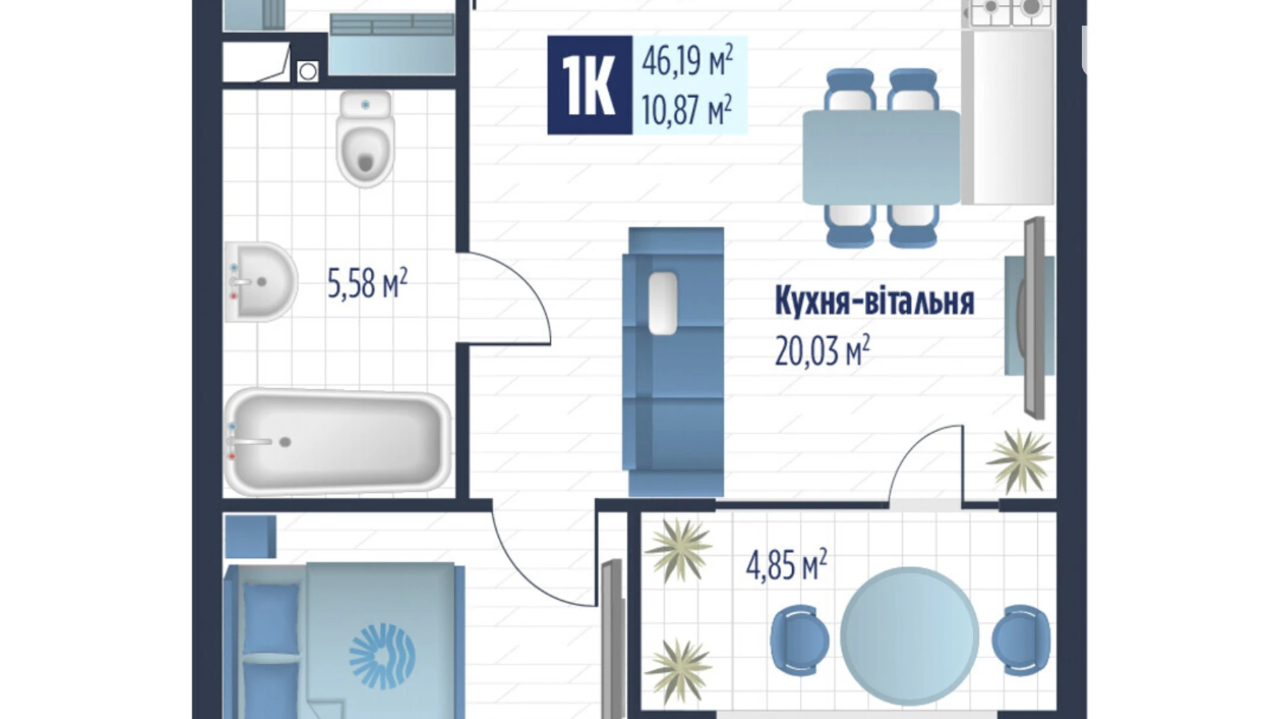 Продается 1-комнатная квартира 46.19 кв. м в Сокольниках, ул. боковая Стрыйская, 1 - фото 2