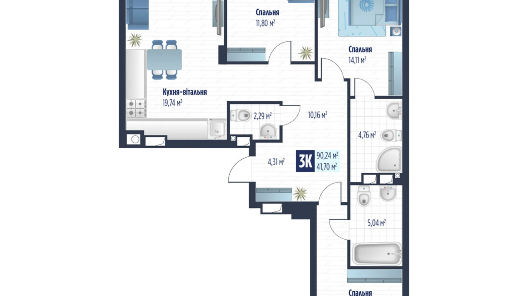 Продается 3-комнатная квартира 89.7 кв. м в Сокольниках, ул. боковая Стрыйская, 1 - фото 2