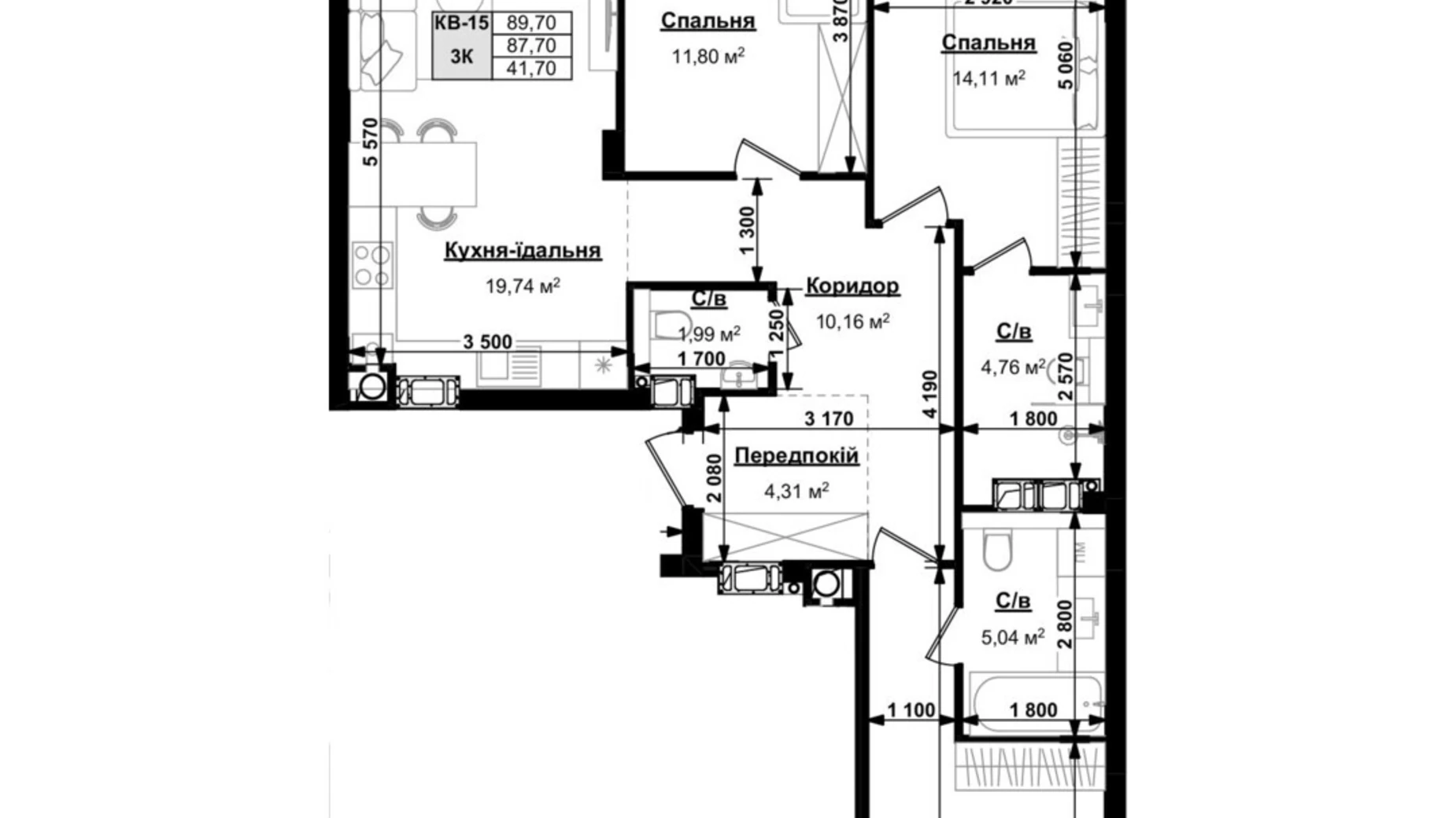 Продается 3-комнатная квартира 89.7 кв. м в Сокольниках, ул. боковая Стрыйская, 1 - фото 3