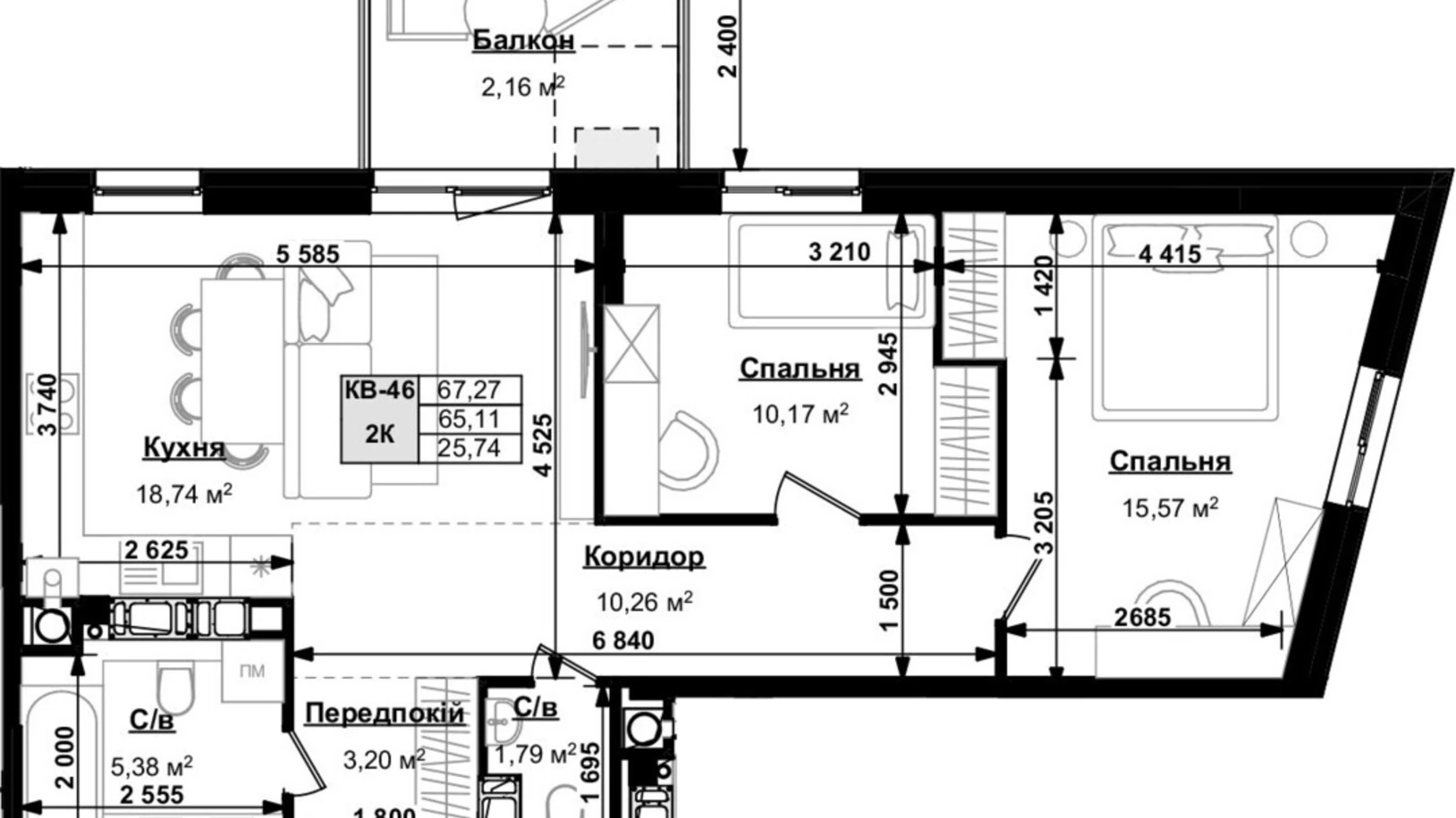 Продается 2-комнатная квартира 66.85 кв. м в Сокольниках, ул. боковая Стрыйская, 1 - фото 3