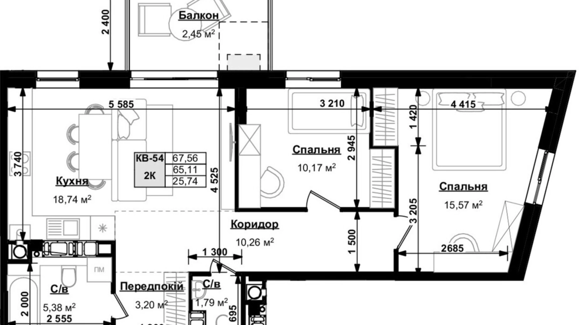 Продается 2-комнатная квартира 67.28 кв. м в Сокольниках, ул. боковая Стрыйская, 1 - фото 3