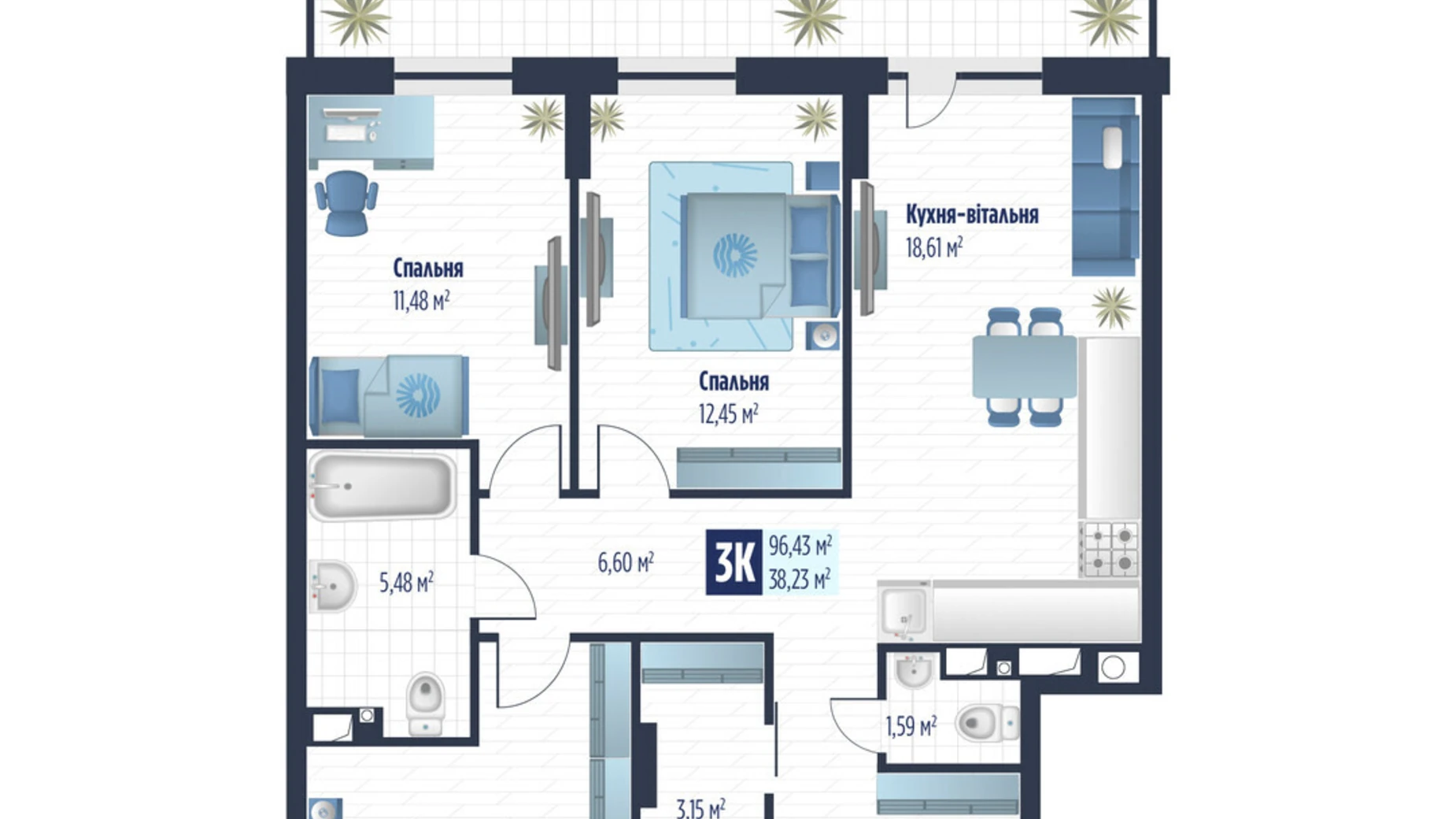 Продается 3-комнатная квартира 96.43 кв. м в Сокольниках, ул. боковая Стрыйская, 1 - фото 2