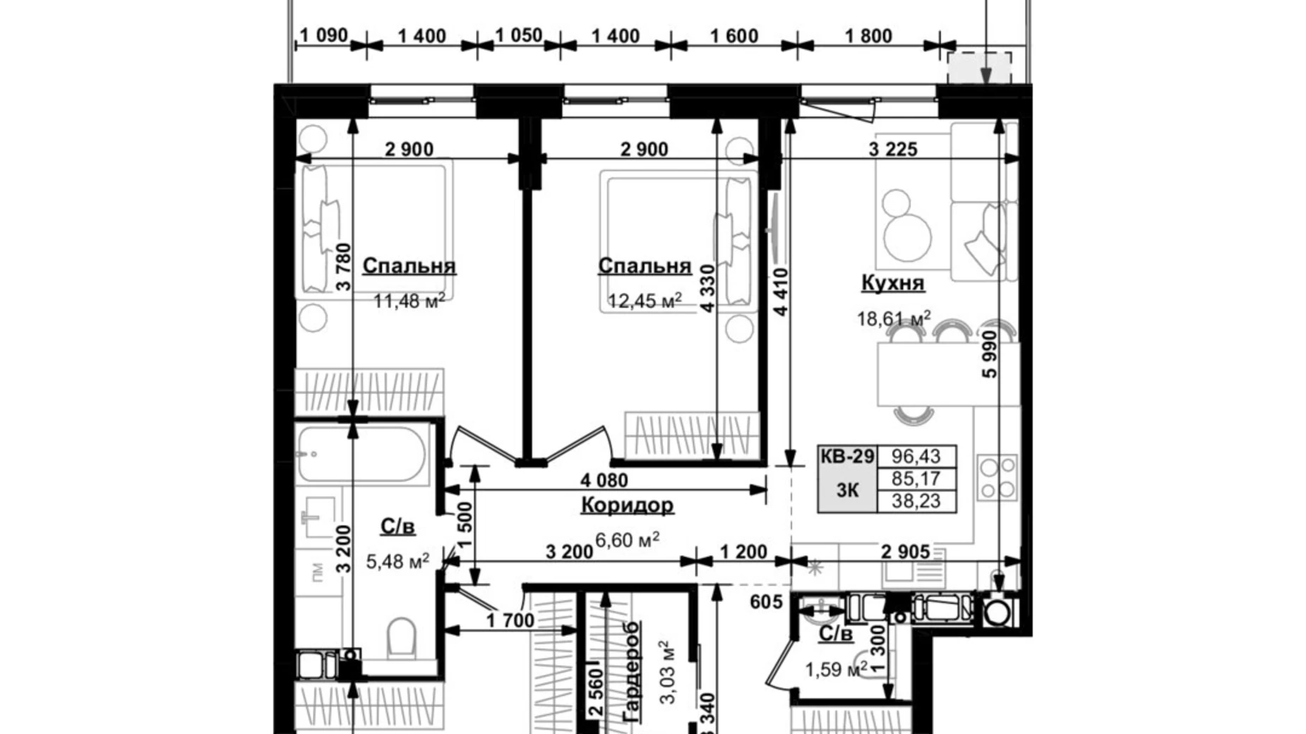 Продается 3-комнатная квартира 96.43 кв. м в Сокольниках, ул. боковая Стрыйская, 1 - фото 3