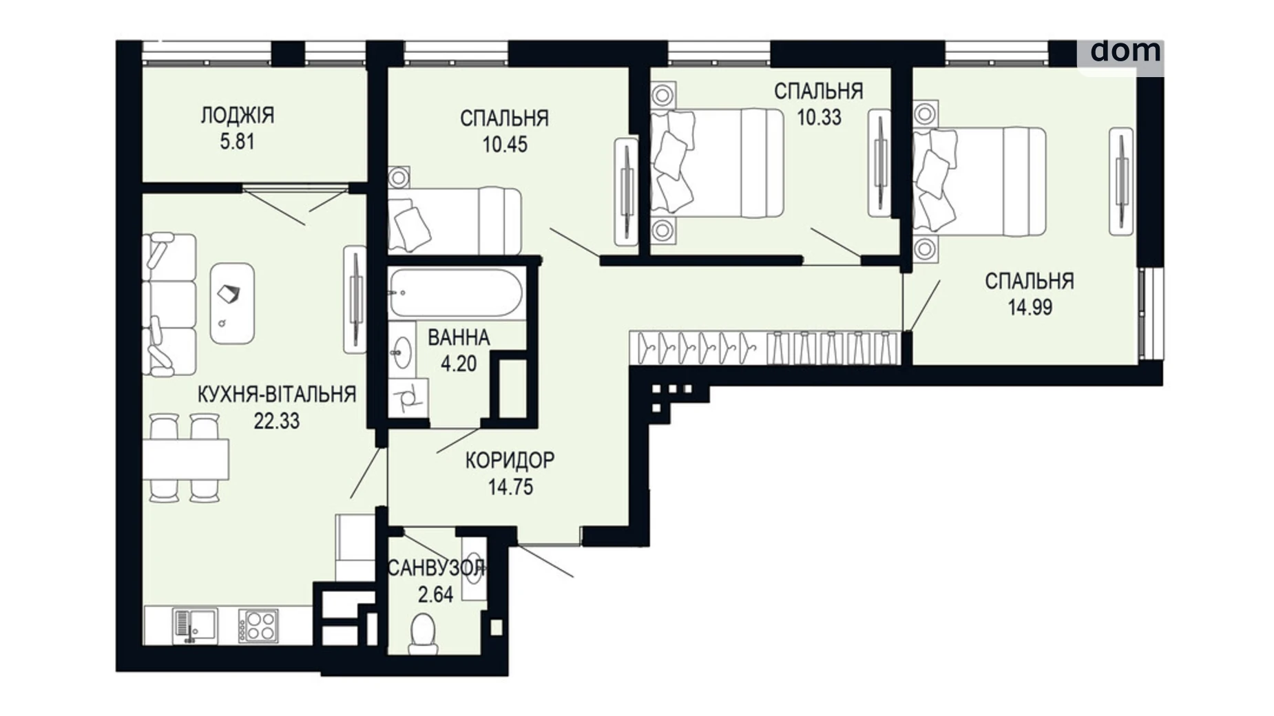 Продается 3-комнатная квартира 85.5 кв. м в Львове, ул. Щурата - фото 2