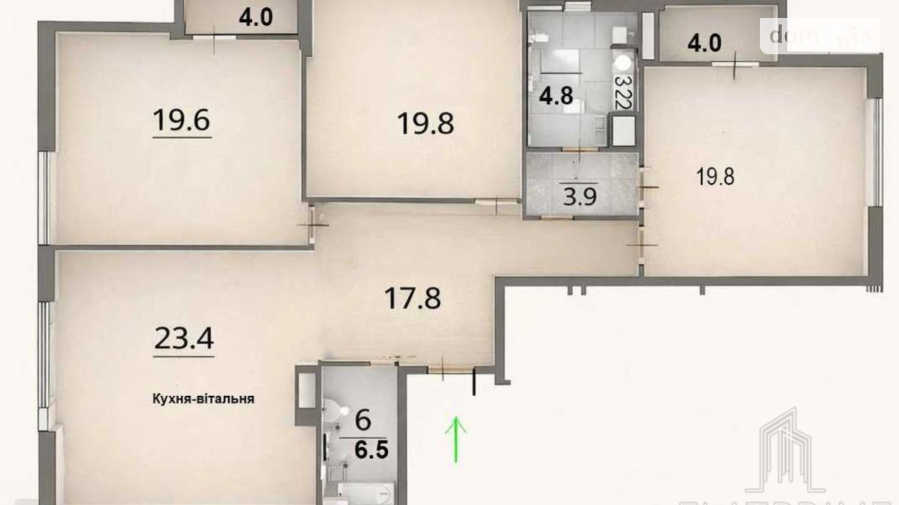 Продається 3-кімнатна квартира 123 кв. м у Києві, вул. Маккейна Джона, 3А - фото 2