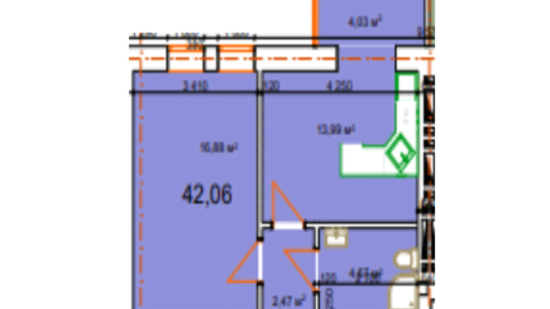 Продается 1-комнатная квартира 42.06 кв. м в Калуше, ул. Малицкой - фото 2