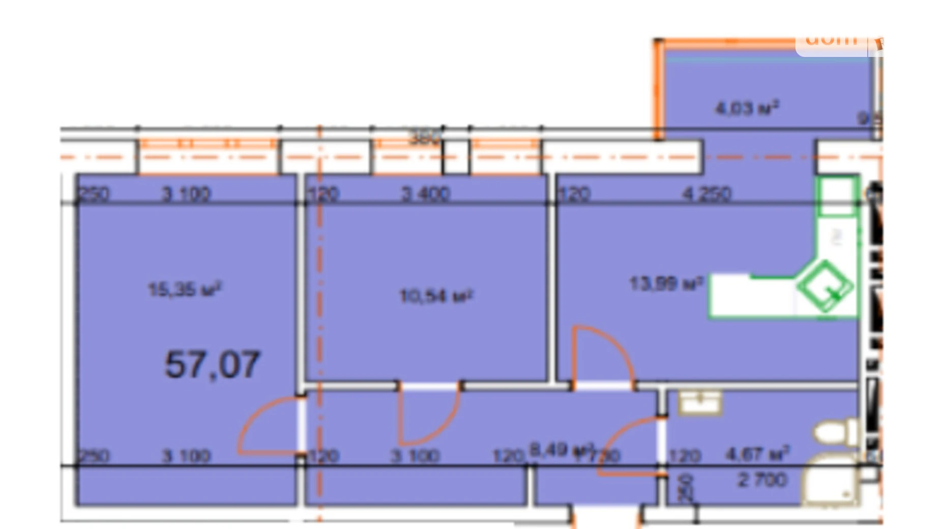 Продается 2-комнатная квартира 57.07 кв. м в Калуше, ул. Малицкой - фото 2
