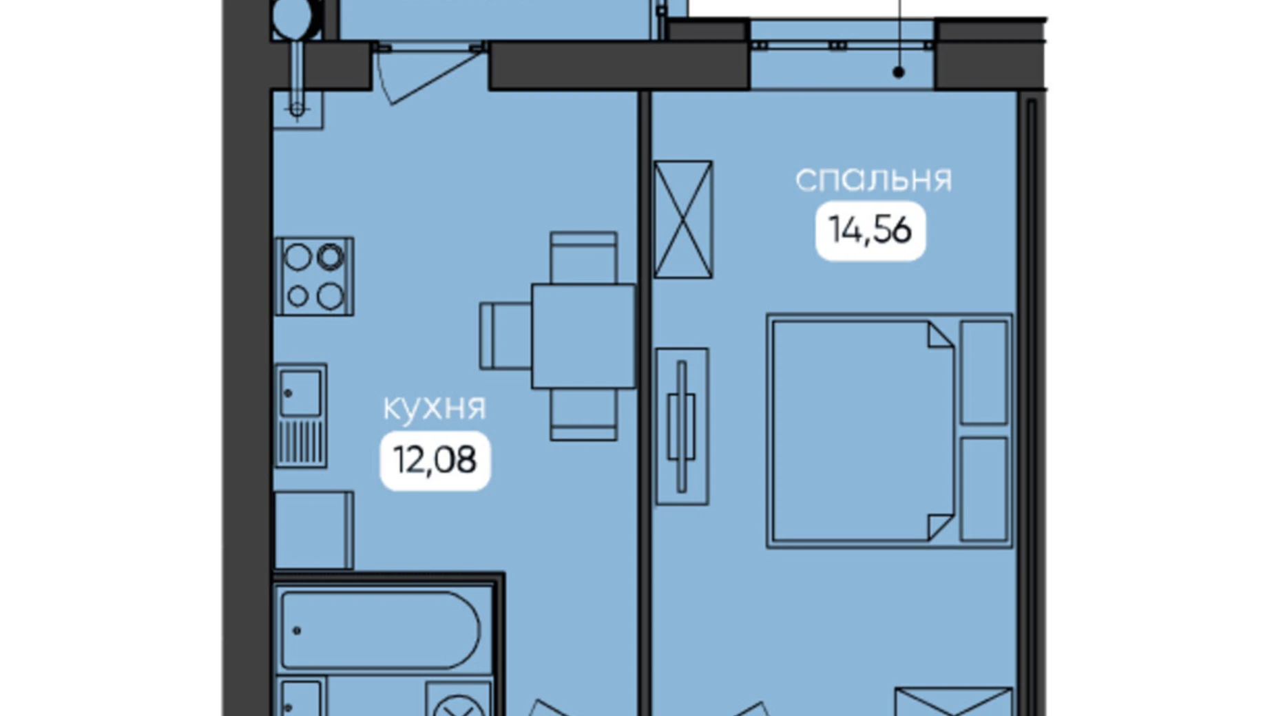 Продается 1-комнатная квартира 41.33 кв. м в Житомире, ул. Большая Бердичевская, 50А - фото 2