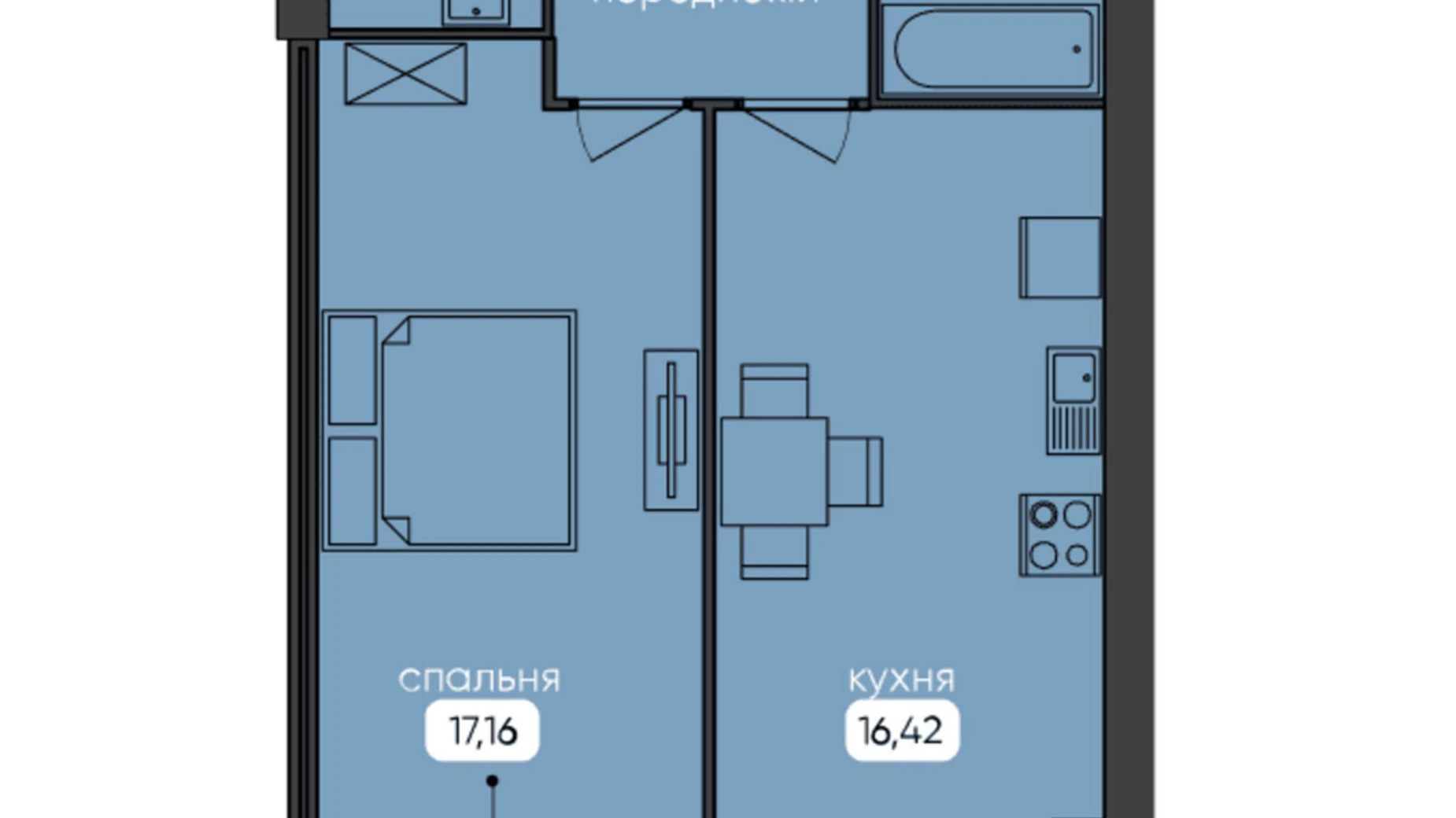 Продается 1-комнатная квартира 49.28 кв. м в Житомире, ул. Большая Бердичевская, 50А - фото 2