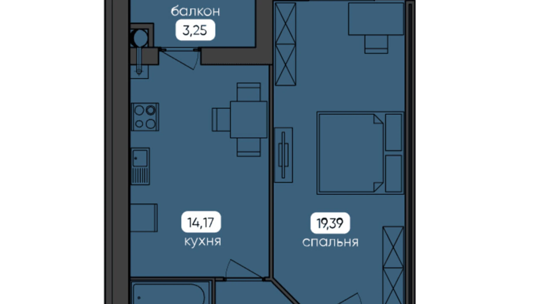 Продается 1-комнатная квартира 50.73 кв. м в Житомире, ул. Большая Бердичевская, 50А - фото 2