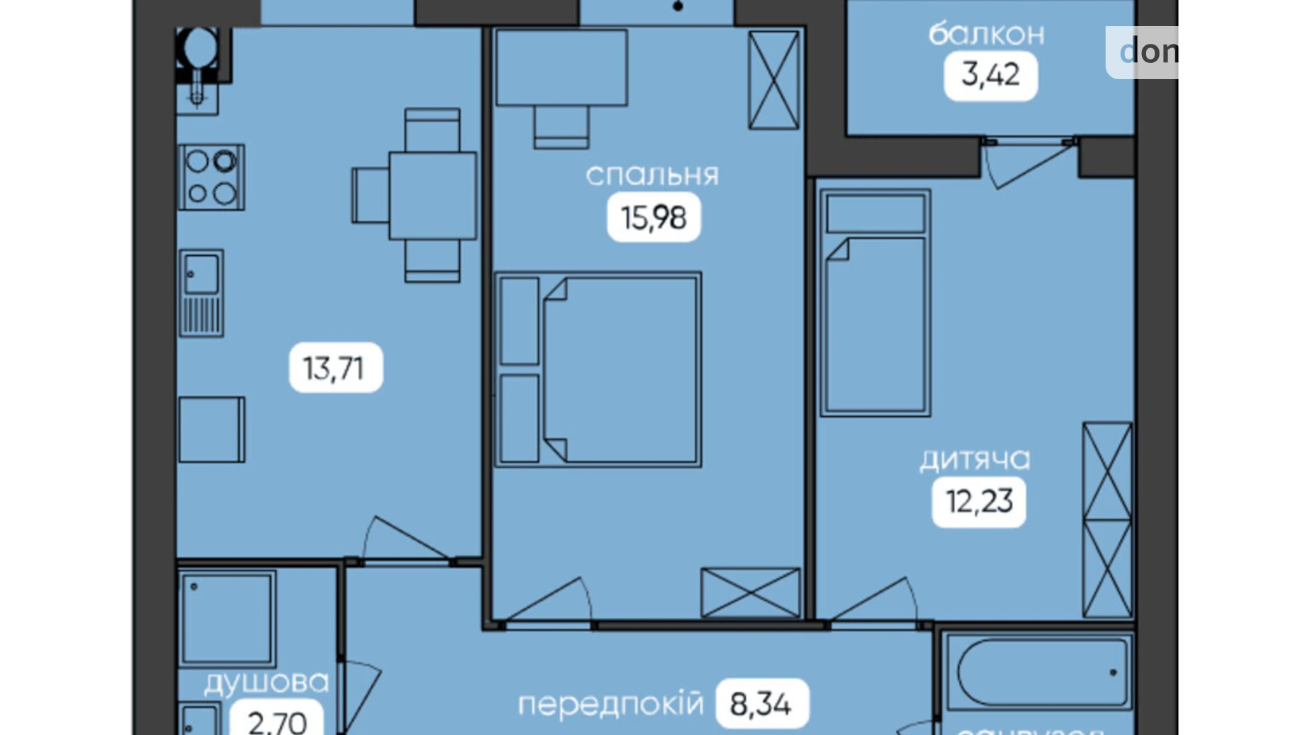 Продается 2-комнатная квартира 65.67 кв. м в Житомире, ул. Большая Бердичевская, 50А - фото 2