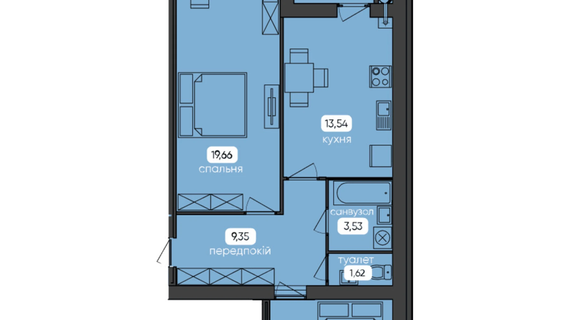 Продается 2-комнатная квартира 64.06 кв. м в Житомире, ул. Большая Бердичевская, 50А - фото 2