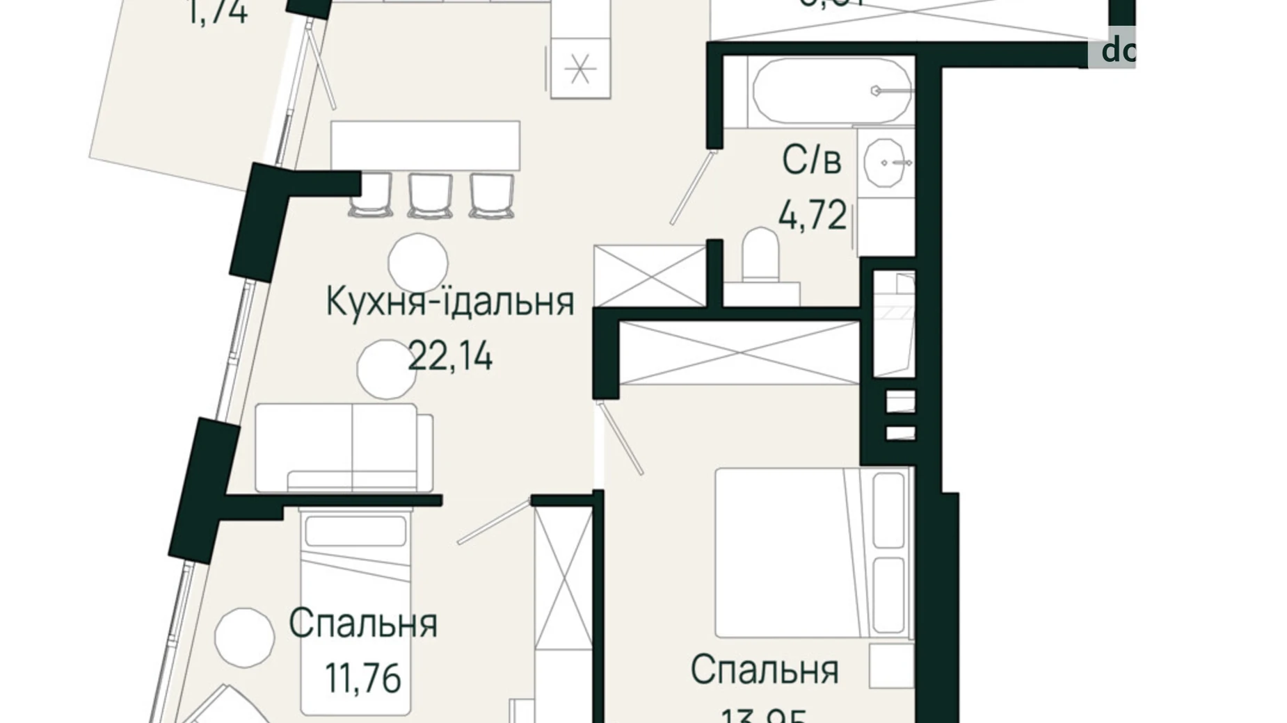 Продается 2-комнатная квартира 60.92 кв. м в Сокольниках, ул. Героев Крут - фото 2