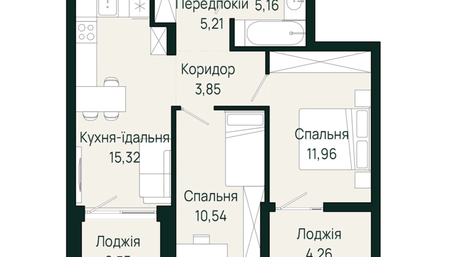 Продается 2-комнатная квартира 58.85 кв. м в Сокольниках, ул. Героев Крут - фото 2
