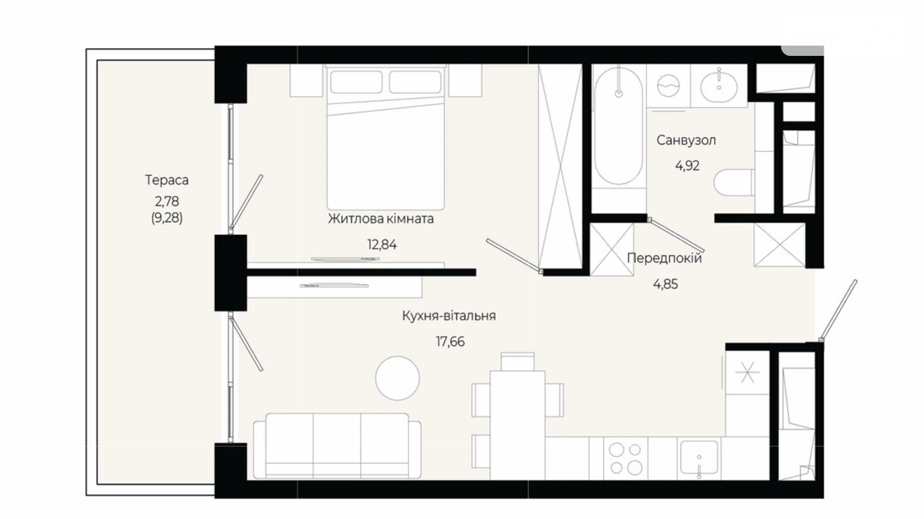 Продается 1-комнатная квартира 43.38 кв. м в Сокольниках, ул. Героев Крут - фото 2