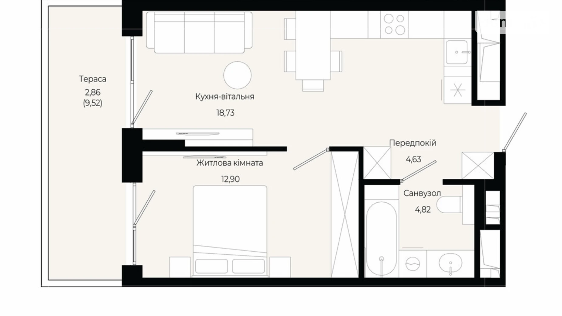 Продается 1-комнатная квартира 44 кв. м в Сокольниках, ул. Героев Крут - фото 2