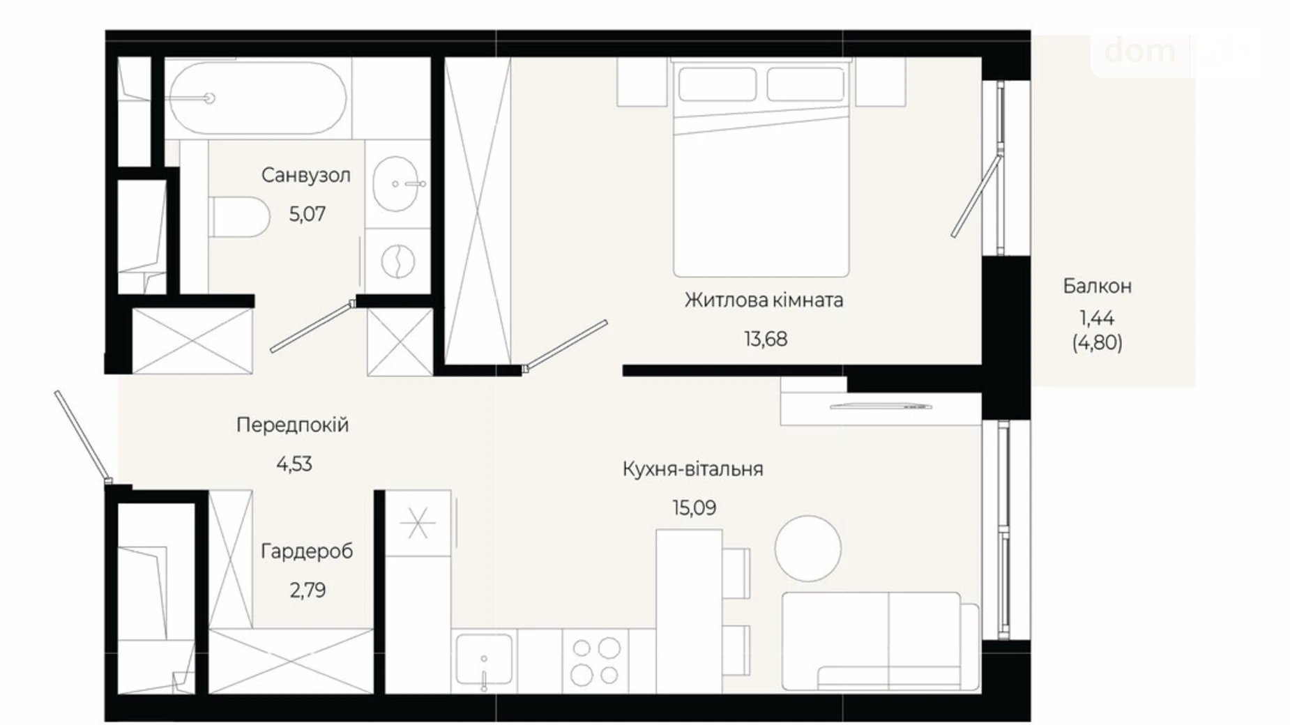 Продается 1-комнатная квартира 42.73 кв. м в Сокольниках, ул. Героев Крут - фото 2