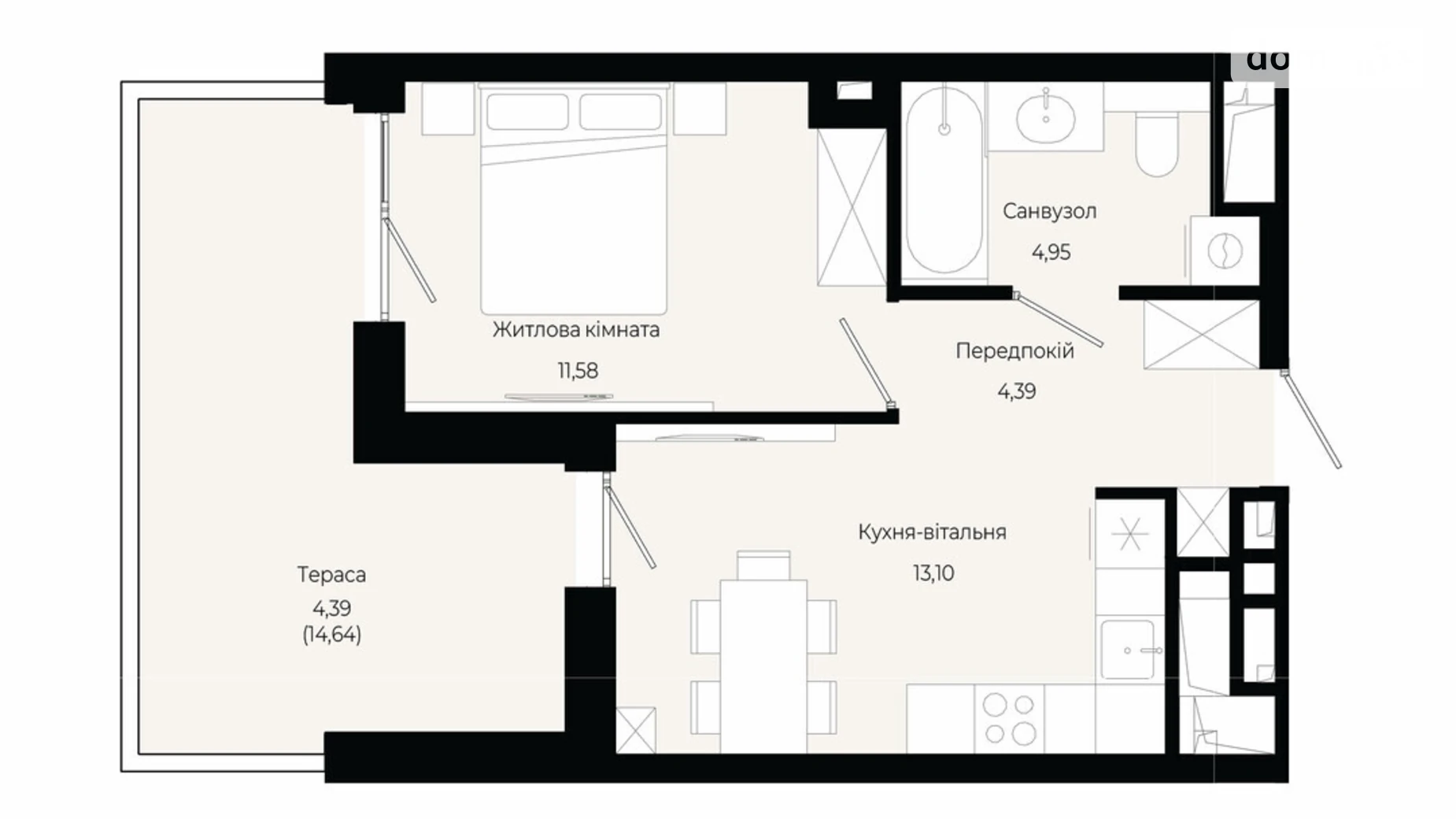 Продается 1-комнатная квартира 38.71 кв. м в Сокольниках, ул. Героев Крут - фото 2